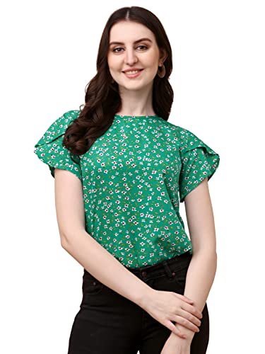 Image of Wedani Women's Casual Short Sleeves Round Neck Foral Regular Fit Top