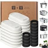 Cat Water Fountain Filters, 24 Pack Replacement Activated Carbon Filters for 3.2L/108oz & 2L/67oz Pet Water Fountain, Triple-Layer Filtration System (12+12)