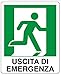 AsiaShopping Cartello informativo con scritta: "uscita di emergenza destra", segnaletica di sicurezza in PVC, 20 x 30 cm