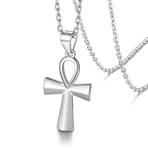 Silvora Cruz Ankh Plata de Primera Ley Amuleto Colgante Plata Mujer Hombre Cruz Egipcia Llave de la Vida