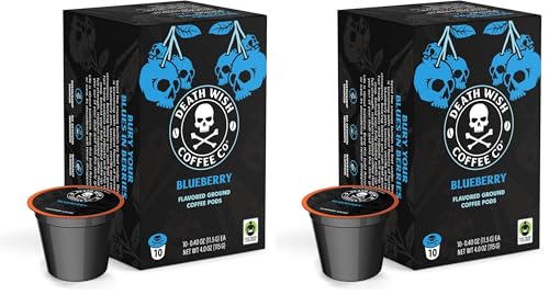 Death Wish Coffee, Single Serve Coffee Pods - Fair Trade - Blueberry Vanilla Flavored (Pack of 2)