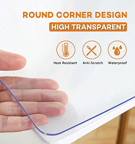 32X48 Inch Upgraded Version Clear Pvc Tabletop Protector 1.5Mm Thick Crystal Plastic Tablecloth Transparent Table Pad Protector Cover Vinyl Polyester For Wood Glass Furniture Heat Resistant Easy Clean #TOP1