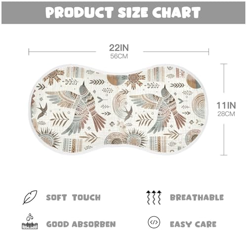 Muslin Baby Burp Cloths, Boho Bird Sun Cotton Soft Burp Cloths for Newborns​​, Extra Absorbent Burp Cloths 1-Pack​​, 22 x 11 Inch4