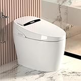 Smart Toilet, Modern Electric Toilet with bidet built in, Japanese Tankless Toilets for Bathrooms, Automatic Flip Cover, Dryer and Foot & Seat Flush, White