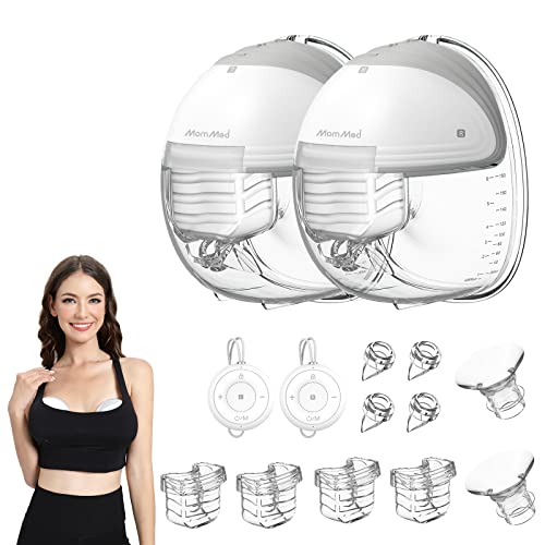 Image of MomMed Double Breast Pump, Wearable Hands Free , Electronic Breast Pump with Remote Control, 9 Levels All-in-One Painless Breastfeeding Pump, Leak-Proof Design & Low Noise, 24mm Flange