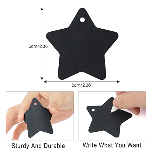 Star Gift Tags,100 Pcs Blank Gift Tag With String Black Kraft Paper Vintage Hang Tags With 66 Feet Jute Twine #TOP1