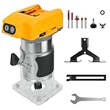 HLiePiHa Cordless Compact Router for Dewalt 20V Battery, 800W Brushless Trimmer Router with 5 Variable Speeds, 30000 RPM, Wood Palm Router Tool with 5PCS 1/4