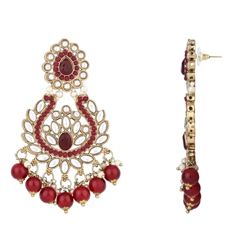 Image of I Jewels Gold Plated Traditional Kundan Pearl Drop Choker Necklace Jewellery With Earrings & Maang Tikka Set For Women /Girls