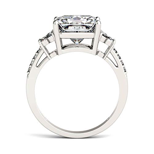 Charles & Colvard 14K White Gold Moissanite 9x7mm Radiant Moissanite Engagement Ring, 2.90cttw DEW3