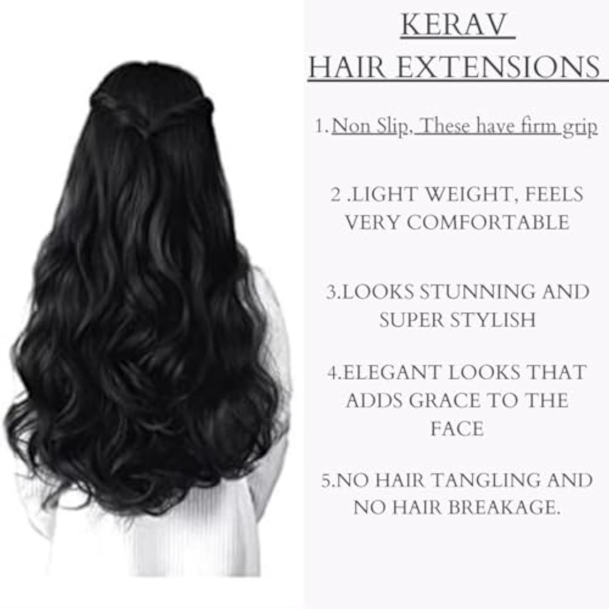 Good Length Wavy/Curly Black Hair Extension, Everyday Use