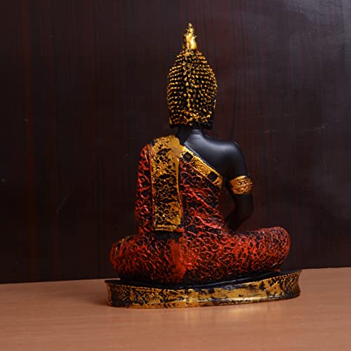 Image of Polyresin Buddha Statue for Home Decor, Gifting Items Buddha Idol Showpiece (Orange and Red)