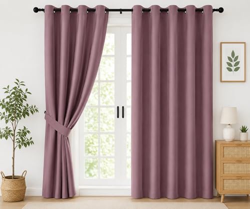 Image of THE LINEN COMPANY Extra Long Eyelet Blackout Curtains | Thermal Insulated Hall Curtains | Premium Door Curtains Set of 2 - Lavender, 10 Feet