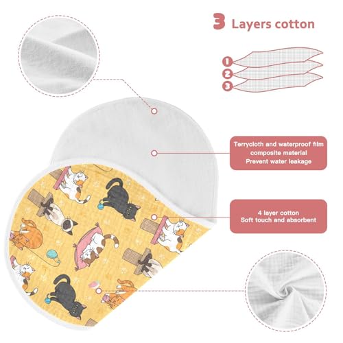 2 Pack Muslin Burp Cloths Cat Cute Orange Cotton Baby Burp Cloths Ultra Absorbent and Soft Burping Cloth for Baby Boys Girls, Large 22" x 11"3