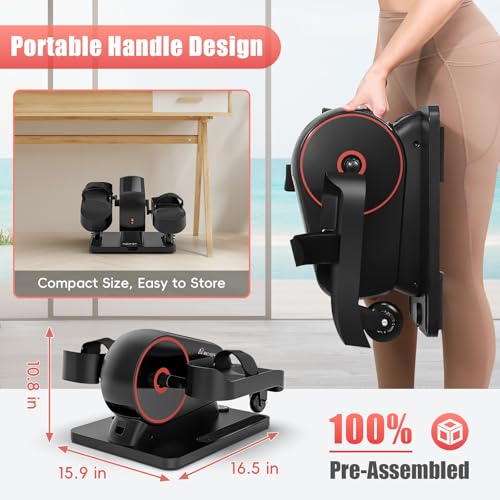 Image of ANCHEER Under Desk Elliptical Machine, 2-in-1 Mini Exercise Bike, Digital Display, 9 Resistance Levels, 12 Speed Levels, Active and Auto Modes, Silent Operation