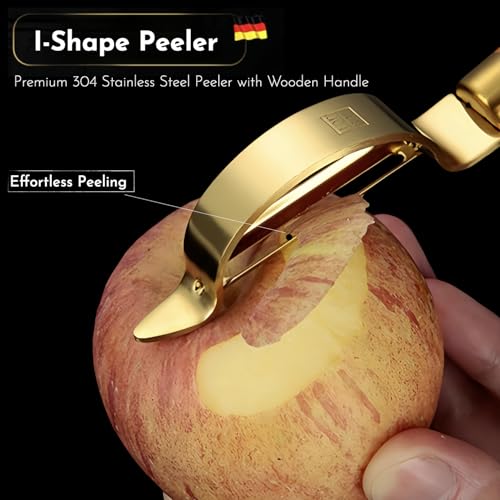 Alybsoo Peeler I-Shaped Premium Solid Rosewood Handle 304 Stainless Steel Gold thumb #1