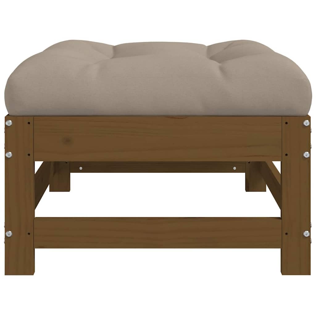 HaoChrymec Gartenhocker mit Kissen 2 STK. Honigbraun Massivholz Kiefer, Modulares Design, Hocker Outdoor, Fußhocker für Terrasse und Garten, 62 x 62 x 32 cm