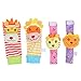 4 pcs bébé chaussettes jouets, mignon doux animal chaussette jouet infantile infantile poignet hochets et pied Finders pour 0-2 ans bébé(Ensemble)