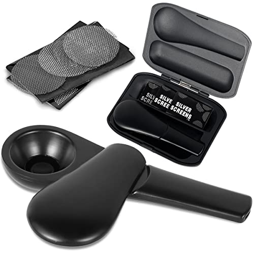 Magnetic Metal Pipe Tobacco Pipe Stainless Steel Smoking Pipe Heatproof Cigarettes Pipe Portable Journey Toolbox Pipe with Magnet Locking System Smoking Accessories(1 pipe + 3 mesh pockets + 1 box)