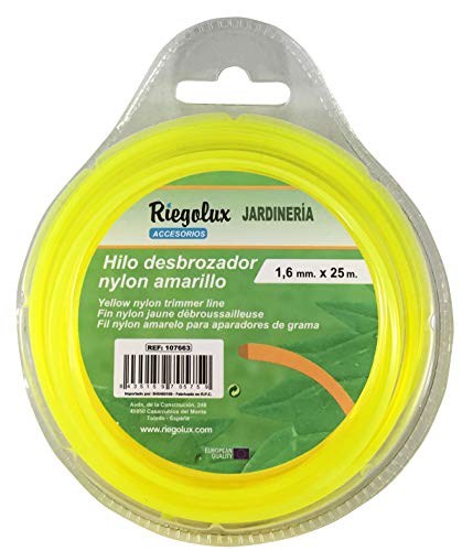 Riegolux 107663 Hilo Desbrozadora Nylon Cuadrada, Amarillo, 1.6 mm x 25 m