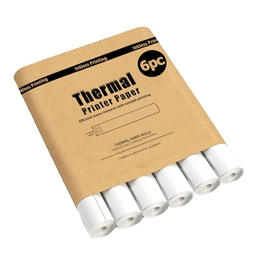 6 rouleaux de papier pour imprimante thermique A4, 210x297mm (8.27x11.69 pouces) Convient pour les imprimantes portables D810 A285M A285M sans fil pour le voyage et les imprimantes sans encre