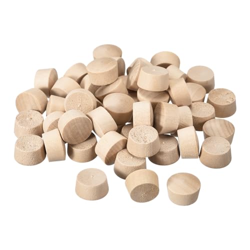 Image of uxcell 50Pcs Wood Button Top Plugs, 17 /32 Inch Round Head Wood Plugs Screw Hole Covers Wooden Screw Plugs for Furniture Tables Chairs