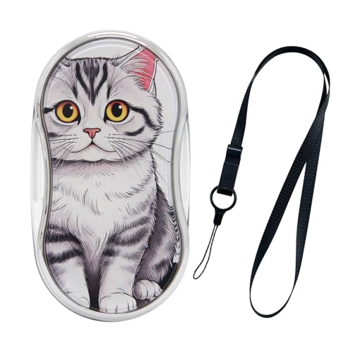 LEDライト付き スイングルーペ 3.5倍 35mm ネックストラップ付き 携帯 虫眼鏡 拡大鏡 ポケットルーペ おしゃれ (21.おすましキャット×ブラック)
