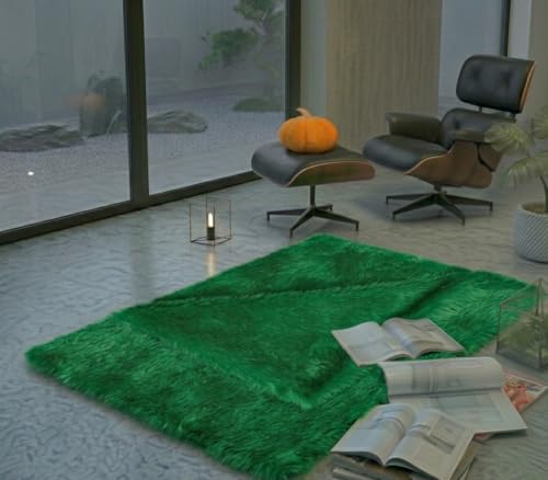 Image of Prokart Soft Faux Fur Fabric Cloth - 60 Inch Wide Pana | Fur Fabric Decorative Cloth for Crafting Soft Toys, Fancy Dress, Baby Photoshoot, Wedding Mandap & Party Decor (Green, 5 Mtr)