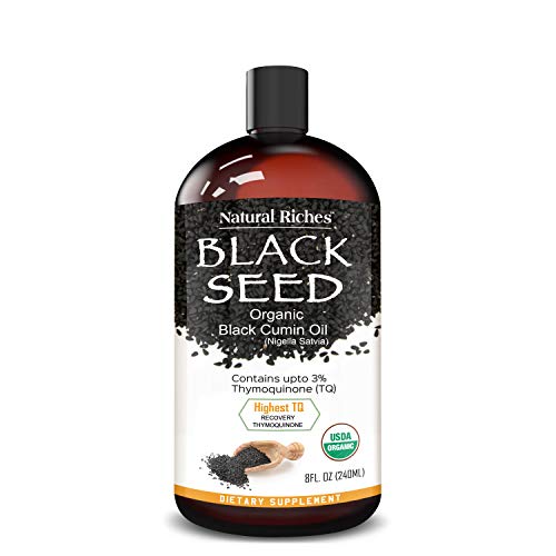Natural Riches Pure USDA Organic Certified Premium Black Cumin Seed Oil. Glass Bottle