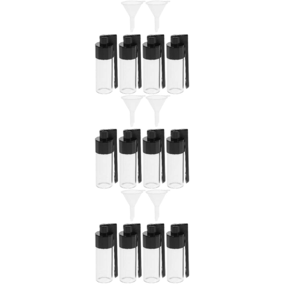 Samcry 3 Set Bottle Snuff With Spoon Glass Bullet Container Dispenser Funnel Bottles Portable Travel Sniffer Spoon Storage（Random Color)-As Shown