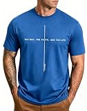 Christian Shirts for Men Jesus Faith Shirts Vintage Religious Cross T-Shirt Bible Verse Inspirational Tee Tops Blue