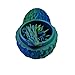 3D Printed Dragon Egg Articulating Gemstone Dragon Fidget Figurine - Vibrant Color Dragons Flexible ADHD, Autism and Anxiety Relief - Articulated Joints (Blue Green Silk)