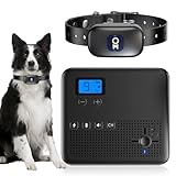 piutezo 2 in 1 Wireless Dog Fence & Remote Training Collar, Pet Containment System with Adjustable Radius Range 16ft to 393ft, Waterproof & Rechargeable Training Collar Receivers for All Dogs (Black)
