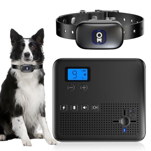 piutezo 2 in 1 Wireless Dog Fence & Remote Training Collar, Pet Containment System with Adjustable Radius Range 16ft to 393ft, Waterproof & Rechargeable Training Collar Receivers for All Dogs (Black)