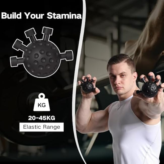 Finger Grip Strengthener, Hand Grip Strengthener Finger Exerciser, Grip Strength Trainer, Adjustable Hand Grip Silicone Grip Strength Trainer for Muscle Building and Injury Recovery, Black