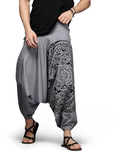 Image of The Veshti Company Printed Harem Pants for Men's Cotton Hippie Style Baggy Boho Yoga Pajama Pant with Pocket