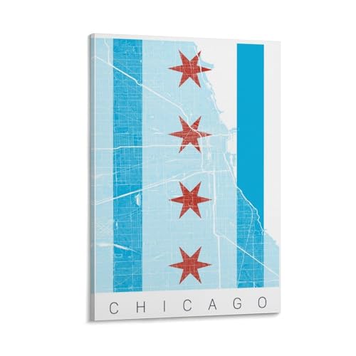 XYSWDD Chicago Map Art Wall Decoration Poster Family Bar Restaurant Garage Cafe Art Sign Gift 08x12inch(20x30cm)
