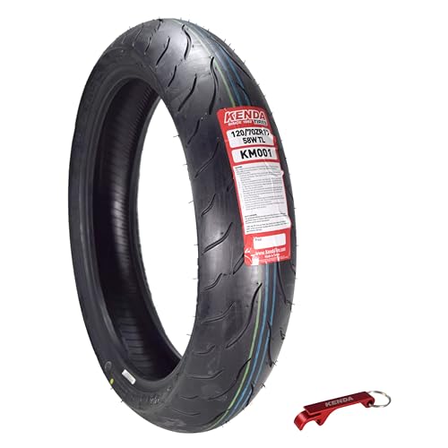 Kenda KM1 (KM001) 120/70ZR17 Front Tire for Sport Touring Motorcycle 58W - Radial Tire with High-Speed Stability & Excellent Wet Grip w/Keychain (120/70-17)
