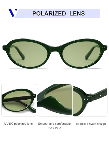 Image of VANLINKER Trendy Oval Polarized Sunglasses for Women Men Small 90s Style Retro Cat Eye Frame Narrow Sleek Design VL9847