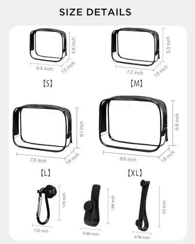 Image of LETGO 4 PCS Clear Insert Bag for Bogg Bag, 4 Sizes Waterproof Beach Bag Organizer Pouch with Bogg Bag Hooks Accessories,Transparent Zipper Makeup Toiletry Bag for Rubber Tote Bag Beach Travel