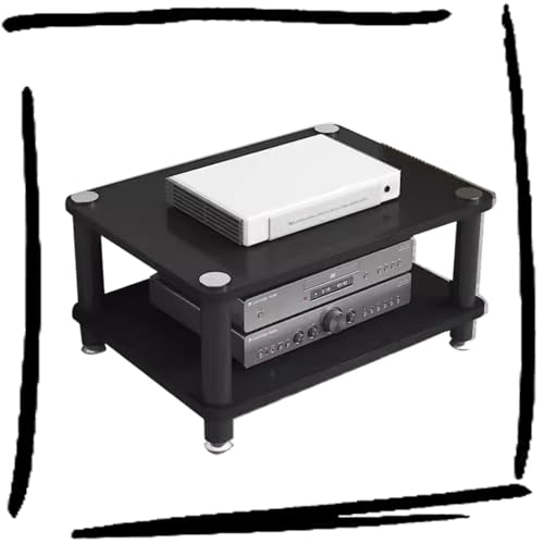 ILOOXI HiFi-Rack-AV-Regal Aus Holz & Stahl, 1/2/3/4-stufiger TV-Ständer, HiFi Regal, Audio Rack HiFi Regal(Black,2 Tier)