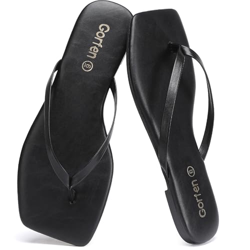 Flip Flops for Women Comfortable Square Toe Casual Beach Sandals Summer Outdoor and Everyday Wear