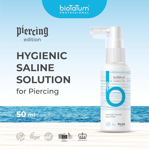 bioTaTum Hygienische Piercing Spray Saline Solution - Clean Skin Piercing Spray/Piercing Pflegespray - Piercing Aftercare - After Piercing Solution für Ohren, Nasen, Körper, Bauchnabel-Piercings