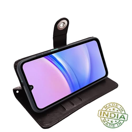Image of Pikkme Flip Cover Leather Finish | Inside TPU with Card Pockets | Wallet Stand and Shock Proof | Complete Protection Button Flip Case for Samsung Galaxy F15 5G / M15 5G / M15 Prime 5G (Coffee)