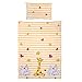 Gräfenstayn®, lenzuola per bambini, 2 pezzi, motivo con animali, chiusura lampo integrata, 100% cotone. Copripiumino 135 x 100 cm; federa 60 x 40 cm (Giraffa & Elefante)