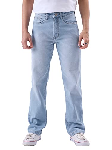 Image of The Souled Store Straight-Fit Denim: Men and Boys Cotton Blend Straight Fit Cargo Pockets Lightweight Everyday All-Season Denim Jeans