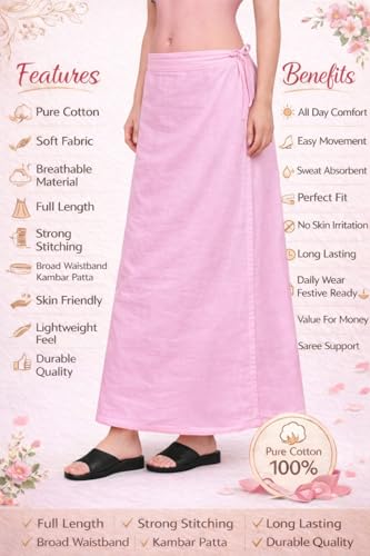 Image of CITIX Pure Cotton Petticoat for Woman Saree | Adujastable Drawstring Waist