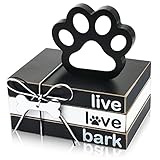 4 Pieces Dog Wooden Decor Dog Tiered Tray Decor Mini Wood Book Stacks Dog Decorative Books Wooden Book Rustic Farmhouse Decor Decorative with Tag for Tiered Tray Decor (Dog Paw)