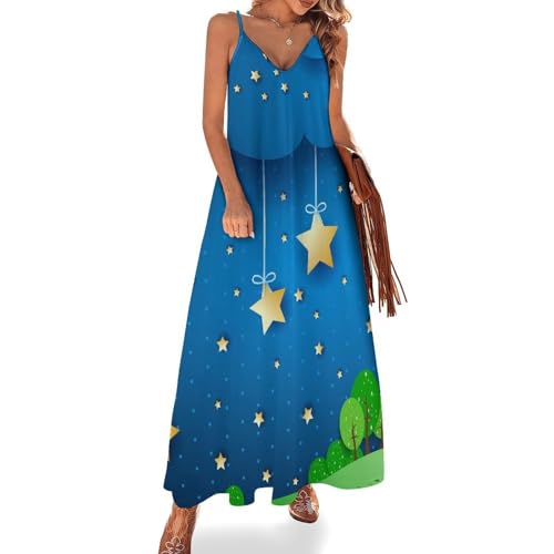 Robe longue femme été fluide Étoile Lunaire chic robe maxi plage et voyage léger