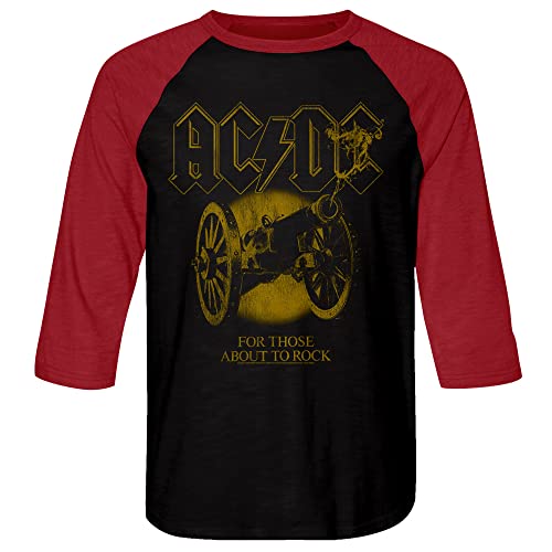 American Classics ACDC T Shirt for Those About to Rock Adult 3/4 Raglan Baseball Tee Red Sleeve T Shirts Graphic Tees
