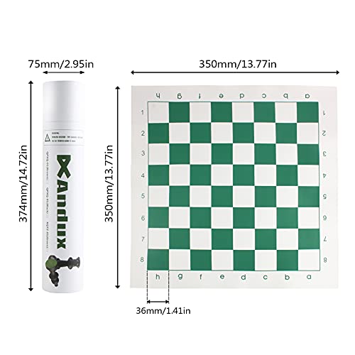 Image of Andux Chess Game Set Chess Pieces and Rollable Board XQTZ-01 (Green,35x35cm)